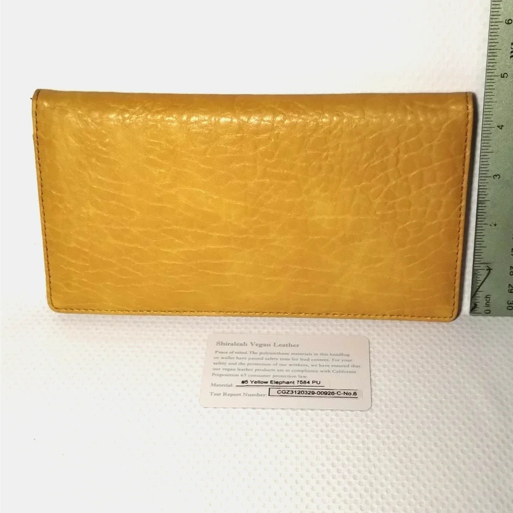 Shiraleah Bright Yellow Vegan Leather Checkbook Wallet Bifold Clutch Boho Chic
